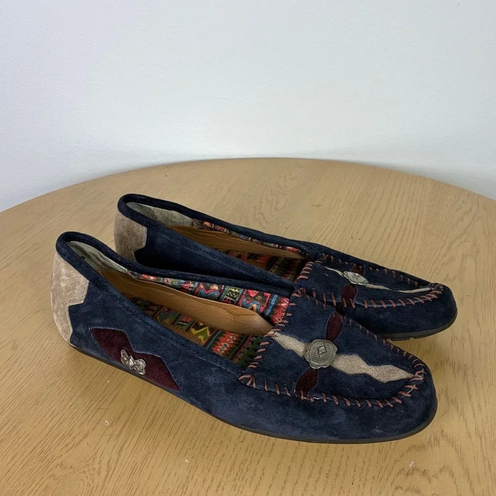 Vintage Hush Puppies Southwestern Concho Loafers Women's 7 Granola Girl Boho